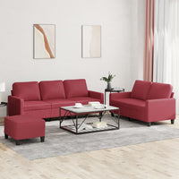 Set di Divani 3 pz con Cuscini Rosso Vino in Similpelle 3201426