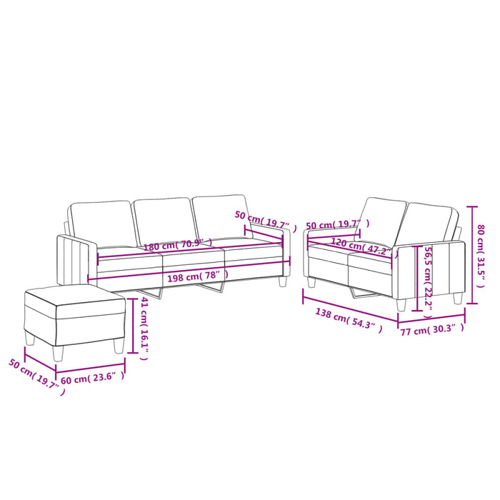 Set di Divani 3 pz con Cuscini cappuccino in Similpelle 3201427