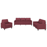 Set di Divani 3 pz con Cuscini Rosso Vino in Tessutocod mxl 83124