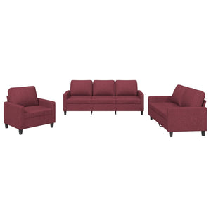 Set di Divani 3 pz con Cuscini Rosso Vino in Tessutocod mxl 83124