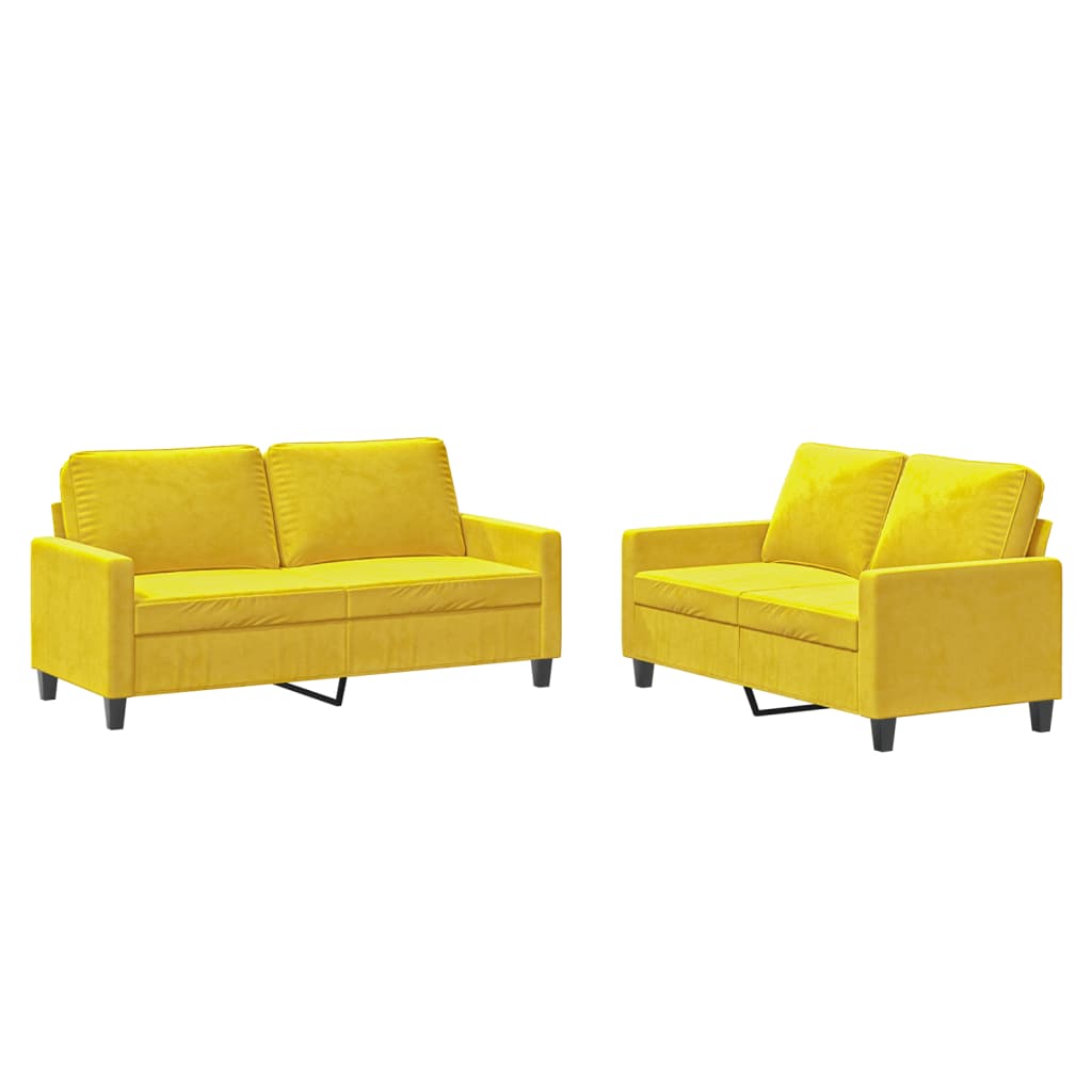 Set di Divani 2 pz con Cuscini giallo in Vellutocod mxl 131041