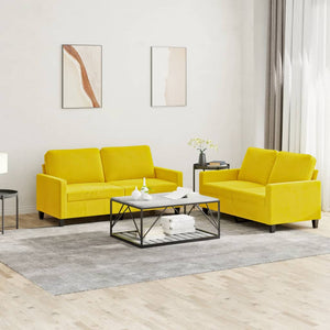 Set di Divani 2 pz con Cuscini giallo in Vellutocod mxl 131041