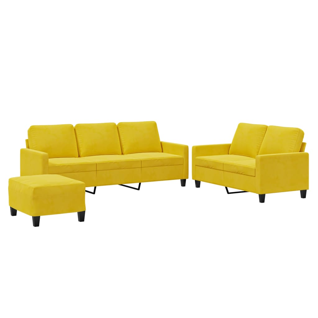 Set di Divani 3 pz con Cuscini giallo in Vellutocod mxl 107182