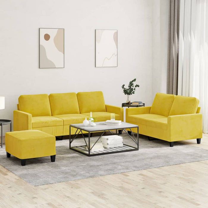 Set di Divani 3 pz con Cuscini giallo in Vellutocod mxl 107182