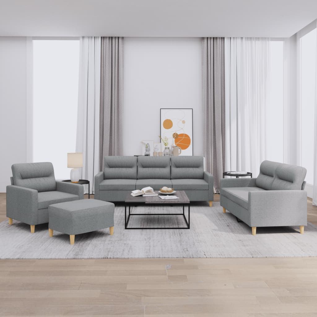 Set di Divani 4 pz con Cuscini Grigio Chiaro in Tessutocod mxl 83257