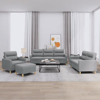 Set di Divani 4 pz con Cuscini Grigio Chiaro in Tessutocod mxl 83257