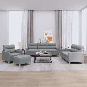 Set di Divani 4 pz con Cuscini Grigio Chiaro in Tessutocod mxl 83257