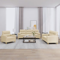 Set Divani 3 pz con Cuscini Crema in Tessuto 3201554