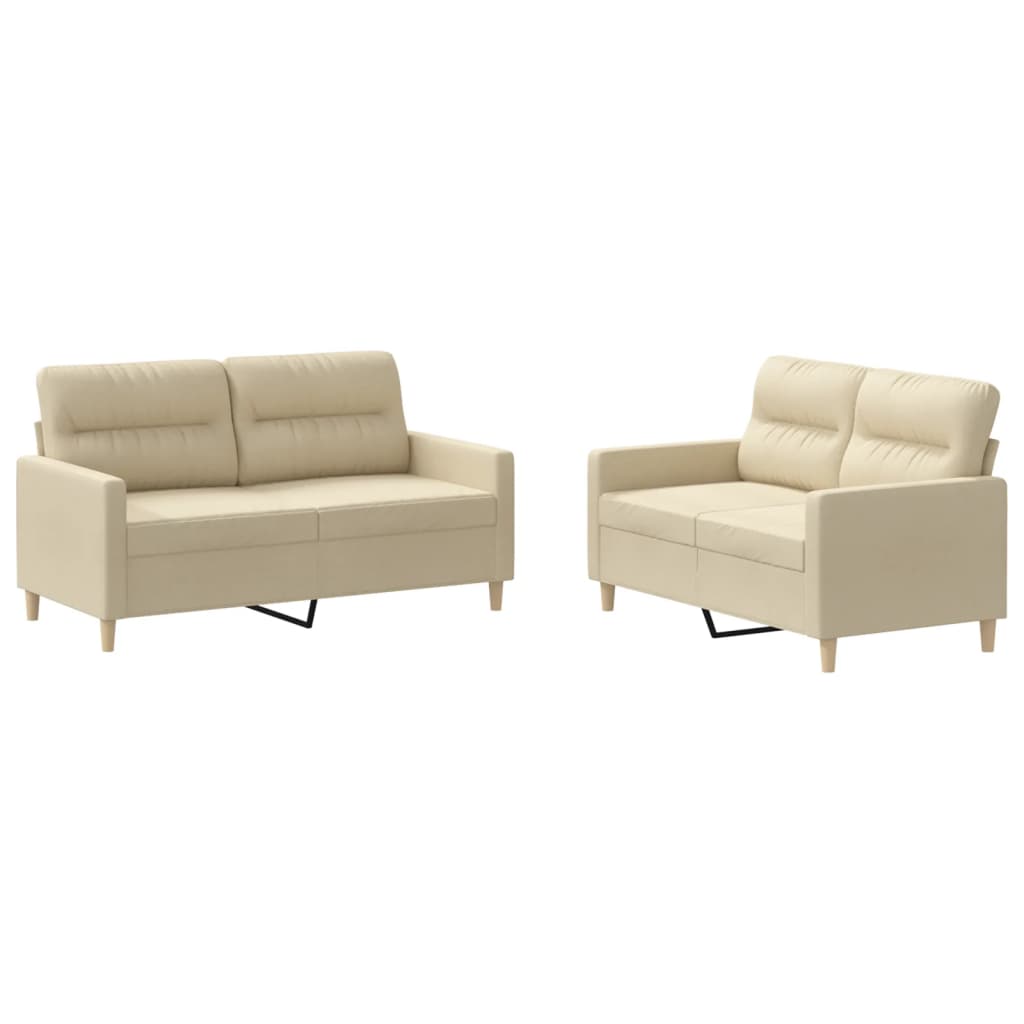Set di Divani 2 pz con Cuscini Crema in Tessuto 3201570