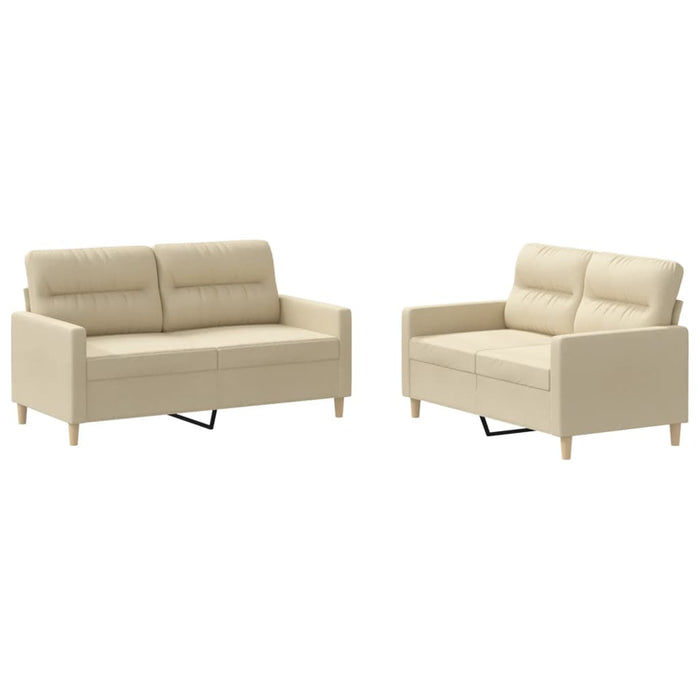 Set di Divani 2 pz con Cuscini Crema in Tessuto 3201570