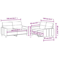Set di Divani 2 pz con Cuscini Crema in Tessuto