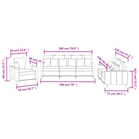 Set Divani 3 pz con Cuscini Nero in Tessuto 3201636