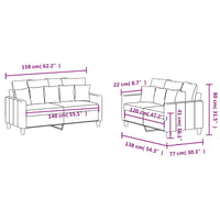 Set di Divani 2 pz con Cuscini Marrone in Tessuto