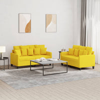 Set di Divani 2 pz con Cuscini Giallo Chiaro in Tessuto 3201653
