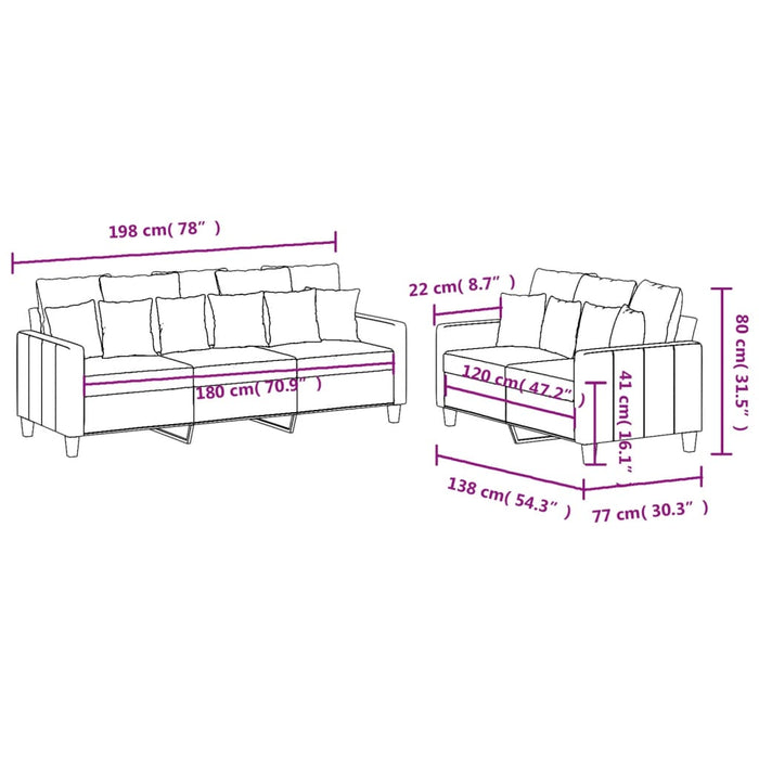 Set di Divani 2 pz con Cuscini Grigio Scuro in Tessuto 3201665