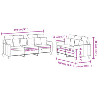 Set di Divani 2 pz con Cuscini Crema in Tessuto 3201666