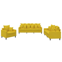 Set di Divani 3 pz con Cuscini giallo in Velluto 3201686