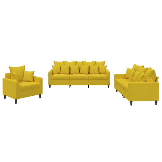 Set di Divani 3 pz con Cuscini giallo in Velluto 3201686
