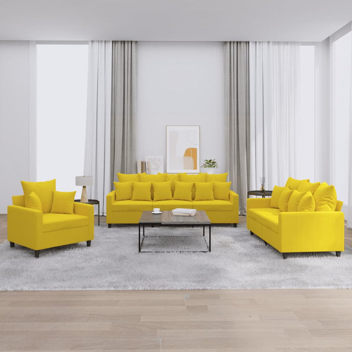 Set di Divani 3 pz con Cuscini giallo in Velluto 3201686