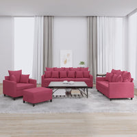 Set di Divani 4 pz con Cuscini Rosso Vino in Velluto 3201694