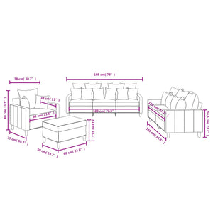 Set di Divani 4 pz con Cuscini Marrone in Velluto