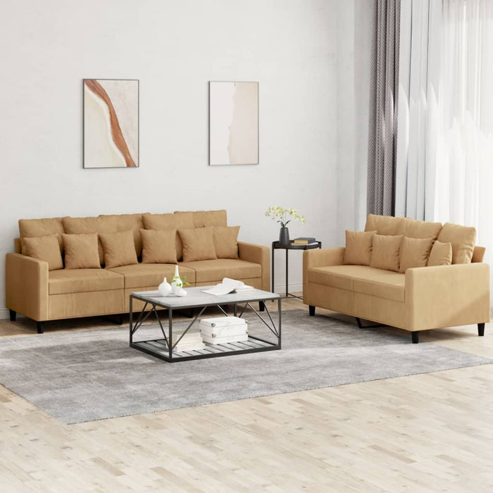 Set di Divani 2 pz con Cuscini Marrone in Velluto 3201727