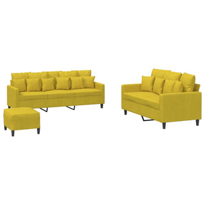 Set di Divani 3 pz con Cuscini giallo in Vellutocod mxl 128145
