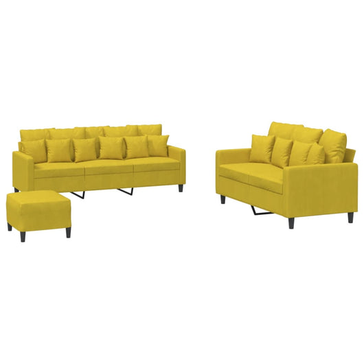 Set di Divani 3 pz con Cuscini giallo in Vellutocod mxl 128145