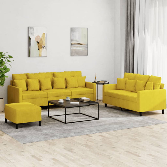 Set di Divani 3 pz con Cuscini giallo in Vellutocod mxl 128145