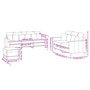 Set di Divani 3 pz con Cuscini Marrone in Velluto