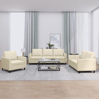 Set di Divani 3 pz con Cuscini crema in Similpelle 3201741