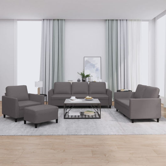 Set di Divani 4 pz con Cuscini Grigio in Similpelle