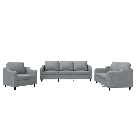 Set di Divani 3 pz con Cuscini Grigio Chiaro in Tessutocod mxl 80185