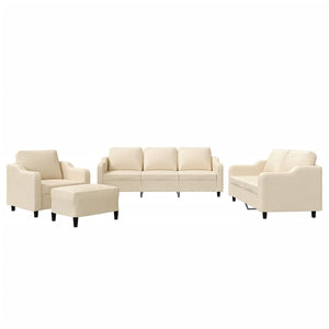 Set di Divani 4 pz con Cuscini Crema in Tessuto 3201780