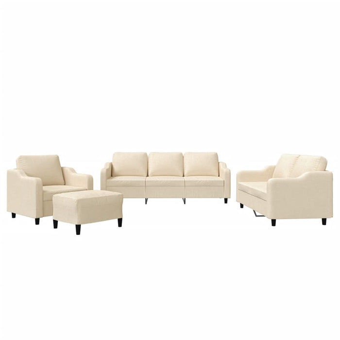 Set di Divani 4 pz con Cuscini Crema in Tessuto 3201780