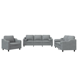 Set Divani 3 pz con Cuscini Grigio Chiaro in Tessuto 3201786