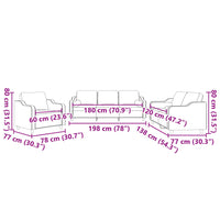 Set Divani 3 pz con Cuscini Tortora in Tessuto 3201793