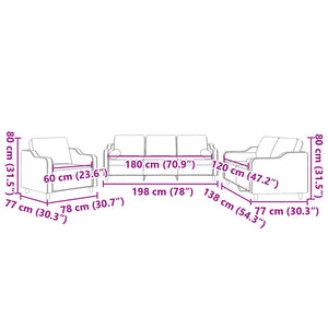 Set Divani 3 pz con Cuscini Tortora in Tessuto 3201793