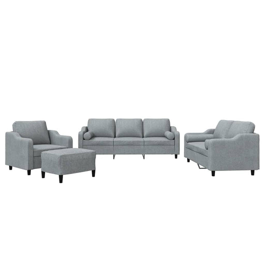 Set Divani 4 pz con Cuscini Grigio Chiaro in Tessuto 3201794