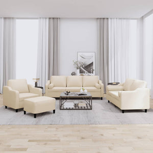 Set Divani 4 pz con Cuscini Crema in Tessuto 3201796