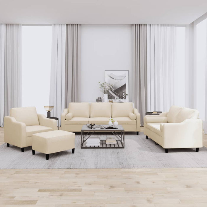 Set Divani 4 pz con Cuscini Crema in Tessuto 3201796