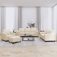 Set Divani 4 pz con Cuscini Crema in Tessuto