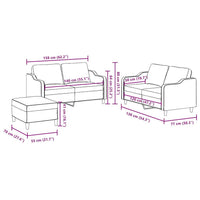 Set di Divani 3 pz con Cuscini Nero in Tessuto