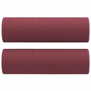 Set di Divani 3 pz con Cuscini Rosso Vino in Tessuto 3201832