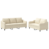 Set di Divani 2 pz con Cuscini Crema in Tessuto 3201836