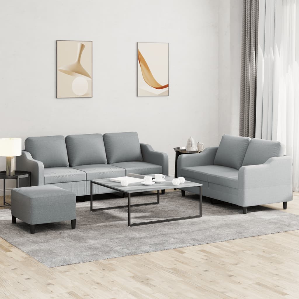 Set di Divani 3 pz con Cuscini Grigio Chiaro in Tessutocod mxl 106215