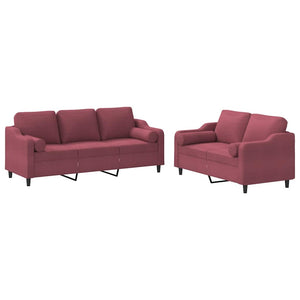 Set di Divani 2 pz con Cuscini Rosso Vino in Tessutocod mxl 106218
