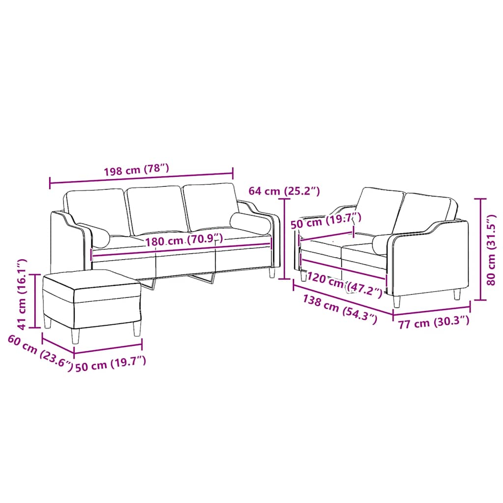 Set Divani 3 pz con Cuscini Grigio Chiaro in Tessuto 3201858