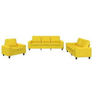 Set di Divani 3 pz Giallo Chiaro in Tessuto 3201871