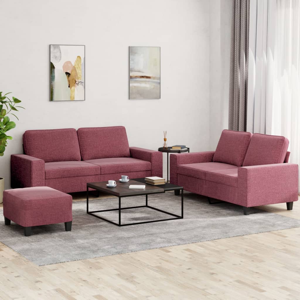 Set di Divani 3 pz Rosso Vino in Tessutocod mxl 107077